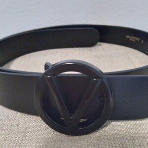 Valentino by Mario Valentino Leather Logo Belt- Large